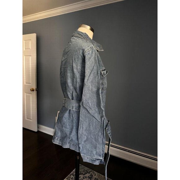 NWT En Saison Womens Madeline Blue Denim Belted Denim Jacket Coat S - Picture 5 of 8